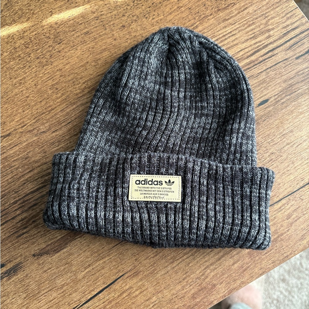 Adidas Charcoal Ribbed Beanie